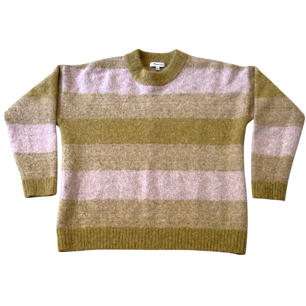 Madewell Sz M Otis Space Dye Pullover Alpaca Wool Sweater Pink Oyster